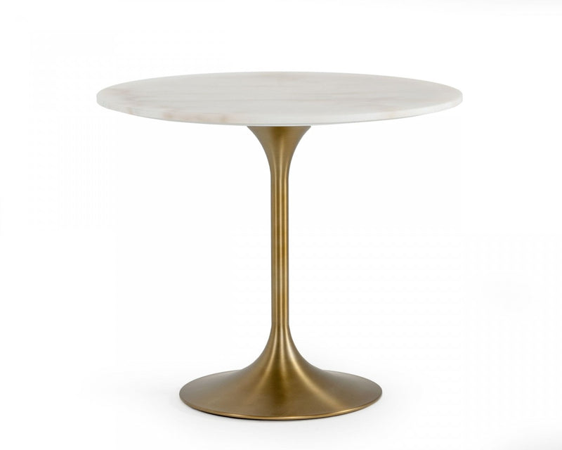 Rayne Glam White Marble & Gold Dining Table
