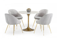 Rayne Glam White Marble & Gold Dining Table