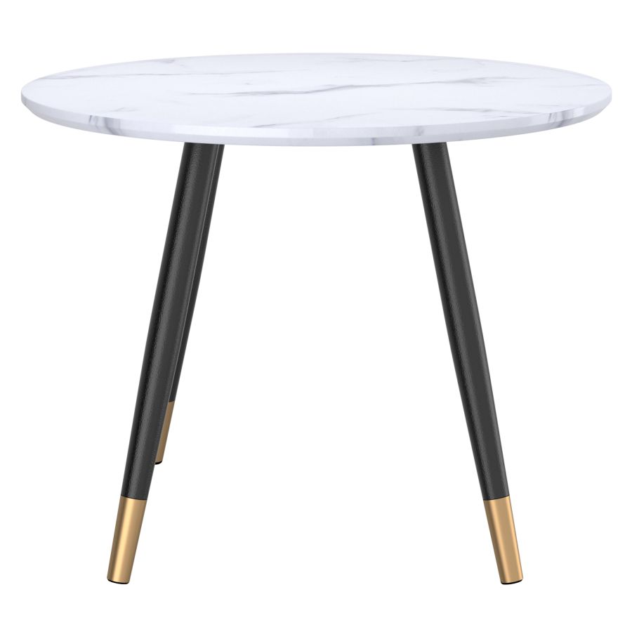 Itzel White and Matte Black Round Dining Table