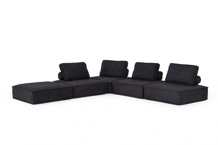 Lorenza Modern Black Fabric Modular Sectional Sofa