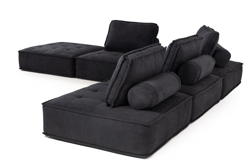 Lorenza Modern Black Fabric Modular Sectional Sofa