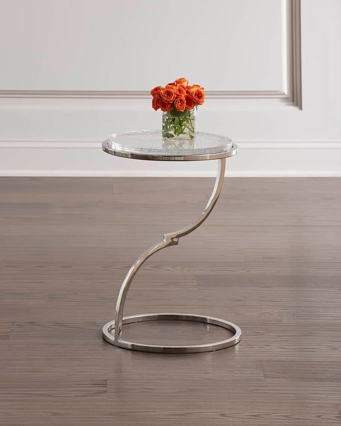 Georgette Polished Silver Accent Table - Luxury Living Collection