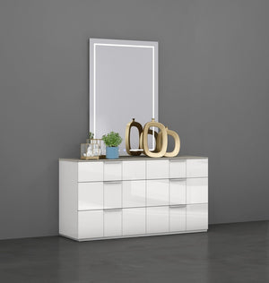 Lillianna White & Flannel Grey Bedroom Dresser Mirror