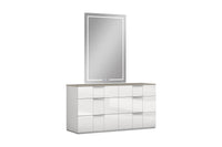 Lillianna White & Flannel Grey Bedroom Dresser Mirror