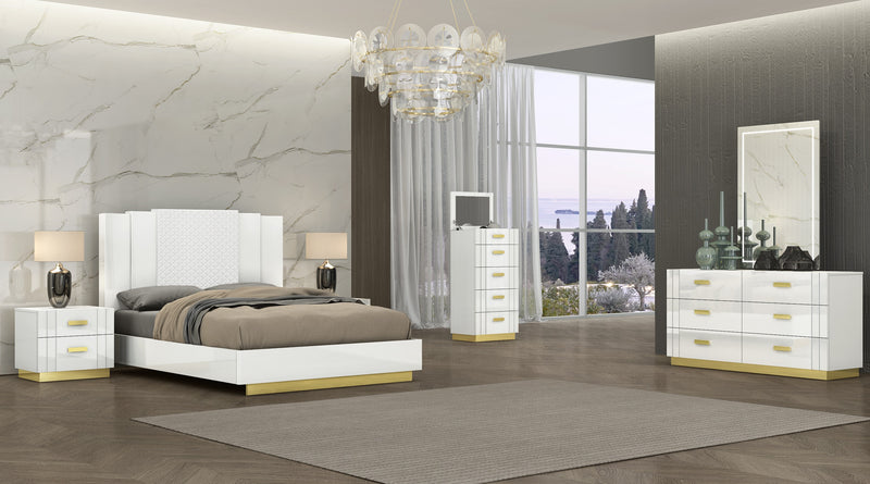 Casey White Lacquer Bedroom Set