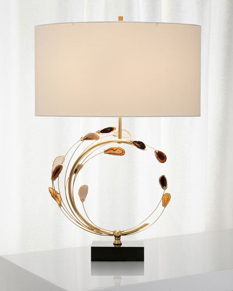 Roxie Swirling Agates in Brown and Brass Table Lamp - Luxury Living Collection