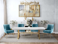 Prado Sea Blue Velvet With Gold Frame Chair - Luxury Living Collection