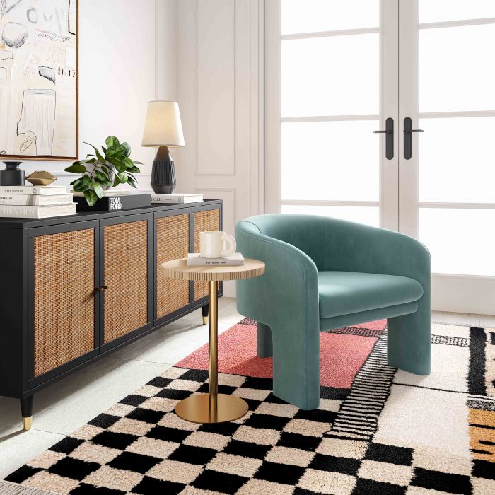 Gattara Sea Blue Velvet Accent Chair - Luxury Living Collection