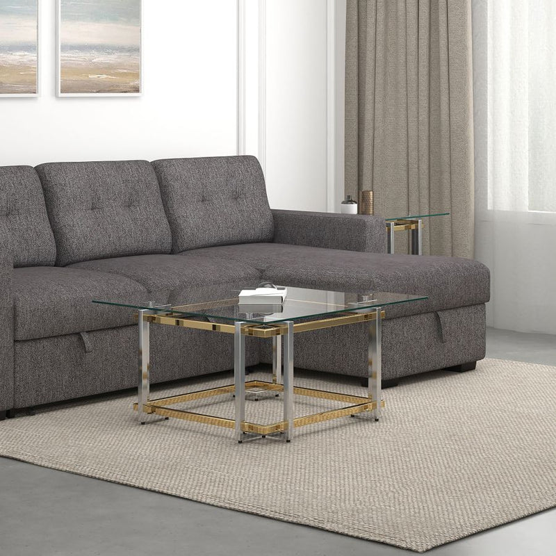 Jayden Polished Gold and Silver Square Coffee Table