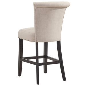 Stevie 26" Beige and Coffee Legs Counter Stools (Set of 2)