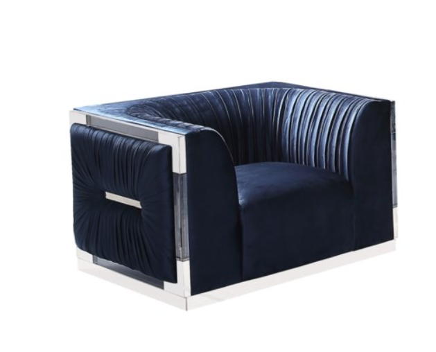 Simone Blue Velvet Accent Chair