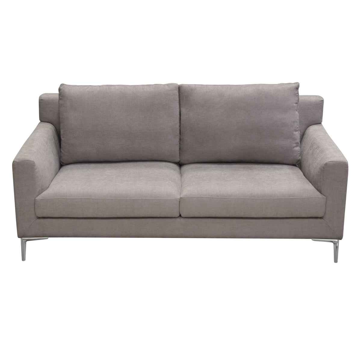 Aretha Grey Fabric with Polished Silver Loveseat - Luxury Living Collection
