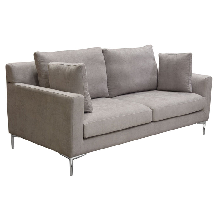 Aretha Grey Fabric with Polished Silver Loveseat - Luxury Living Collection