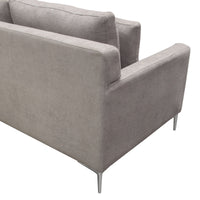 Aretha Grey Fabric with Polished Silver Loveseat - Luxury Living Collection