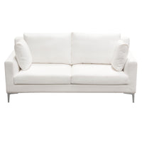 Aretha White Linen with Polished Silver Loveseat - Luxury Living Collection