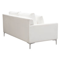 Aretha White Linen with Polished Silver Loveseat - Luxury Living Collection