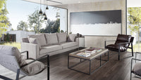 Aretha Grey Polyester with Polished Silver Sofa - Luxury Living Collection