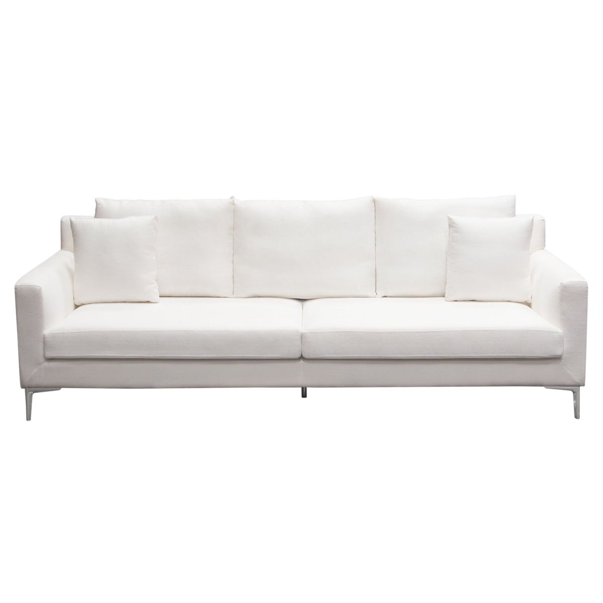Aretha White Linen with Polished Silver Sofa - Luxury Living Collection