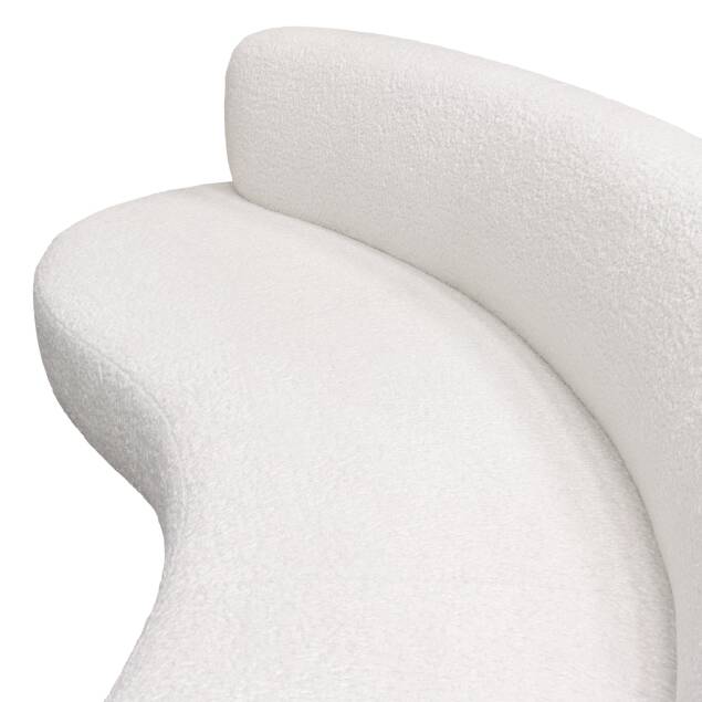 Phinea White Faux Sheepskin Fabric Curved Sofa - Luxury Living Collection