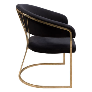 Adelpha Black Velvet with Polished Gold Dining Chair - Luxury Living Collection