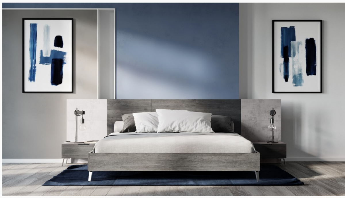 Henley Modern Matte Grey & Faux Concrete Bedroom Set