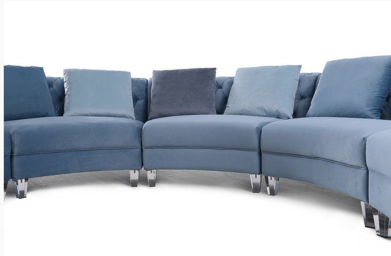 Damiana Modern Blue Velvet Circular Sectional