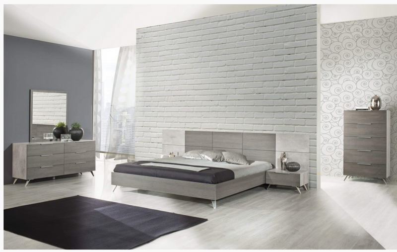 Henley Modern Matte Grey & Faux Concrete Bed