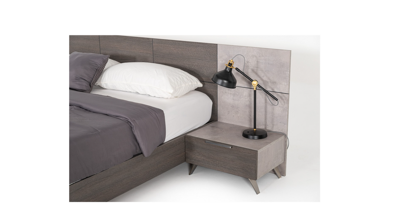 Henley Modern Matte Grey & Faux Concrete Bedroom Set