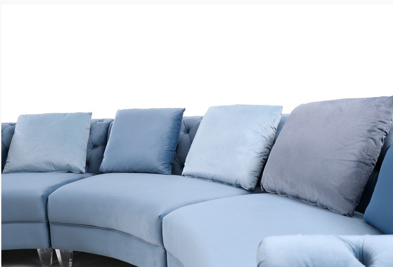 Damiana Modern Blue Velvet Circular Sectional