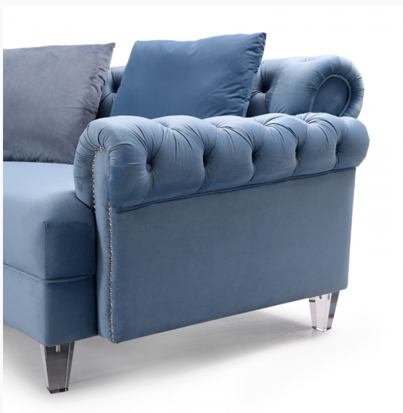 Damiana Modern Blue Velvet Circular Sectional