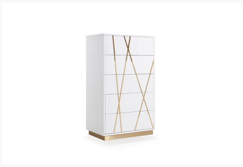 Ivo Modern White Gloss & Gold Chest