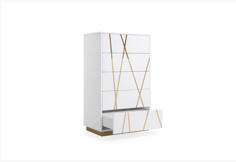 Ivo Modern White Gloss & Gold Chest