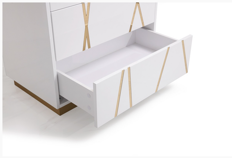 Ivo Modern White Gloss & Gold Chest