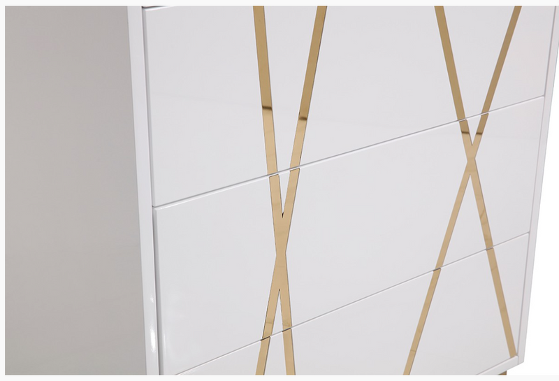 Ivo Modern White Gloss & Gold Chest
