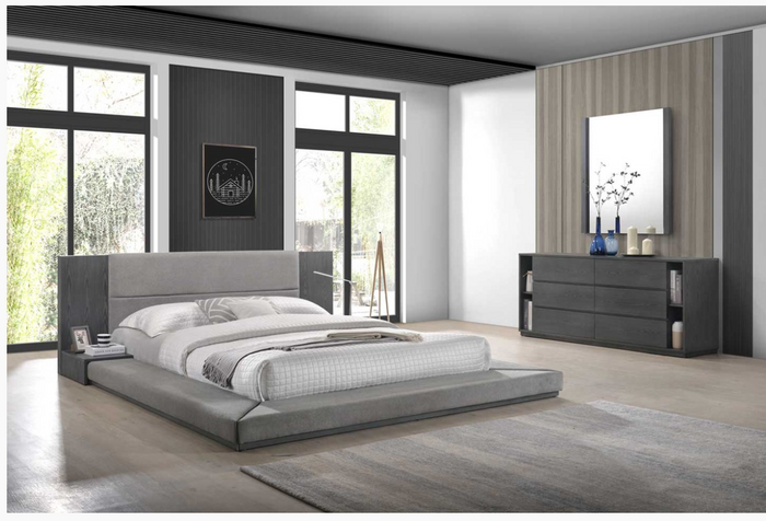Jessamy Modern Dark Grey & Grey Wash Bed