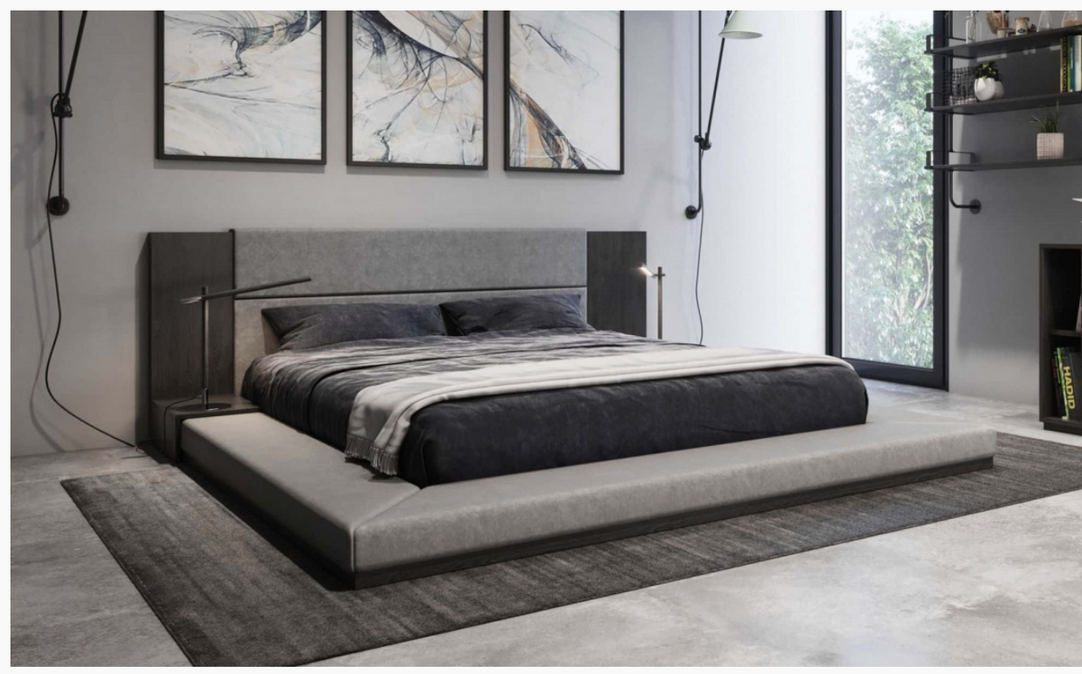 Jessamy Modern Dark Grey & Grey Wash Bed