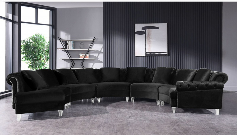 Damiana Modern Black Velvet Circular Sectional