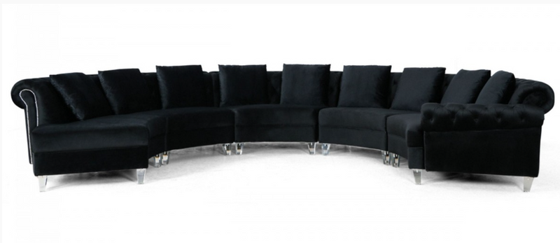 Damiana Modern Black Velvet Circular Sectional