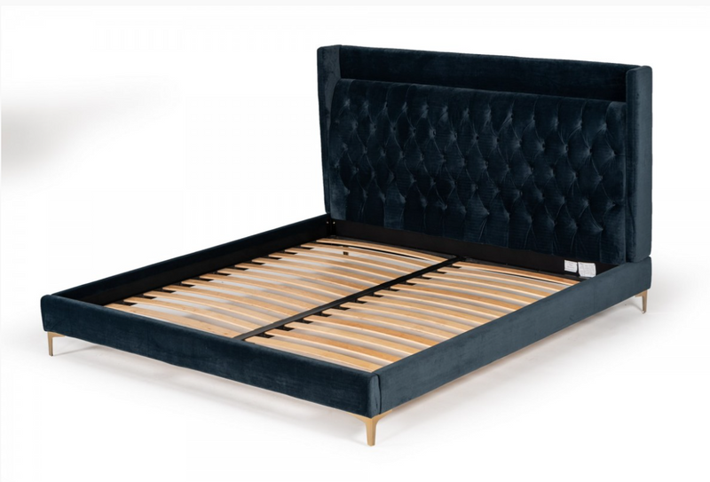 Keir Modern Blue Fabric Bed