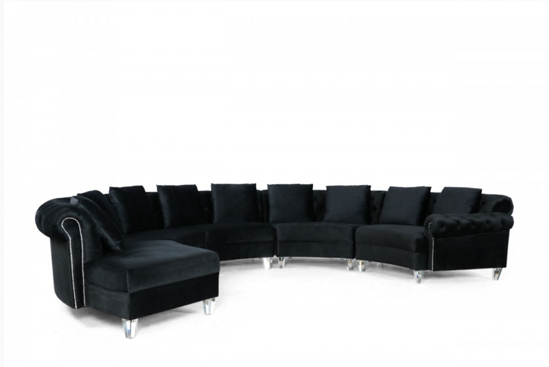 Damiana Modern Black Velvet Circular Sectional