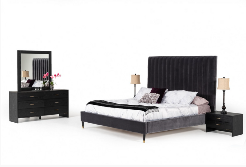 Keir Modern Dark Grey Ash Nightstand
