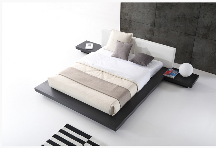 Linus Modern White Leatherette & Wenge Veneer Bed