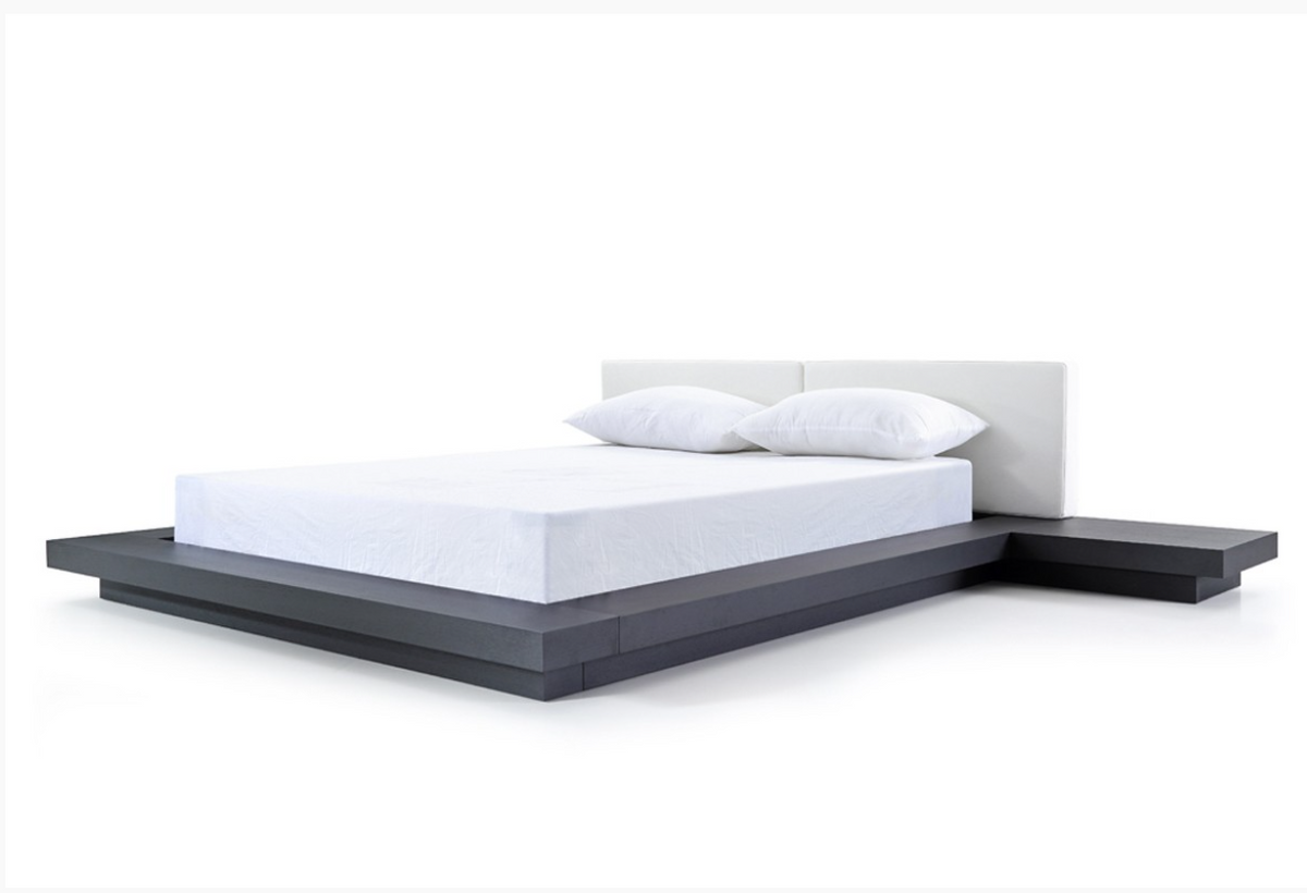 Linus Modern White Leatherette & Wenge Veneer Bed