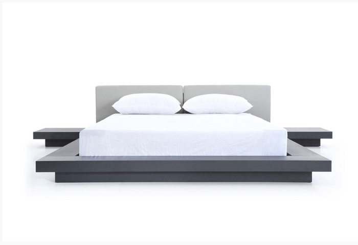 Linus Modern Grey Leatherette & Wenge Veneer Bed