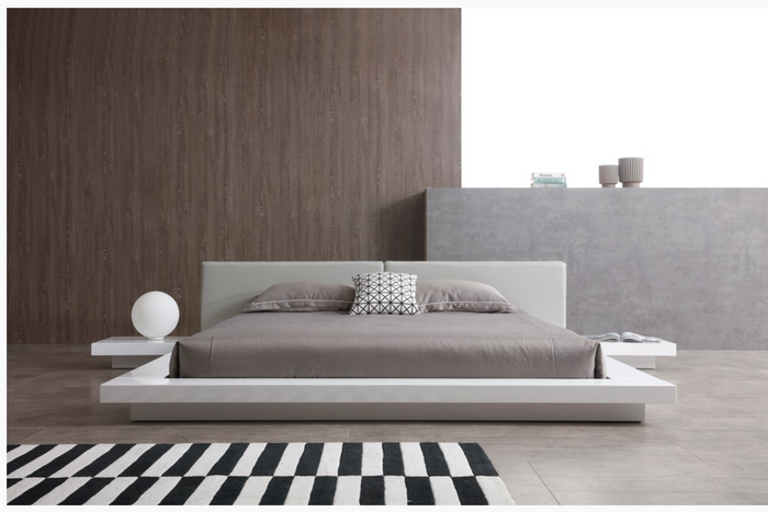 Linus Modern Grey Leatherette & White Gloss Bed