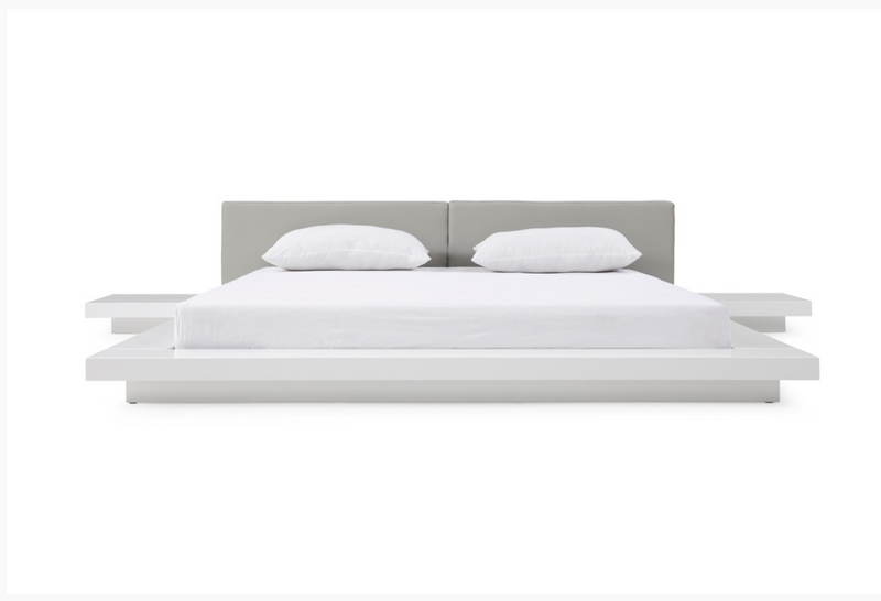 Linus Modern Grey Leatherette & White Gloss Bed