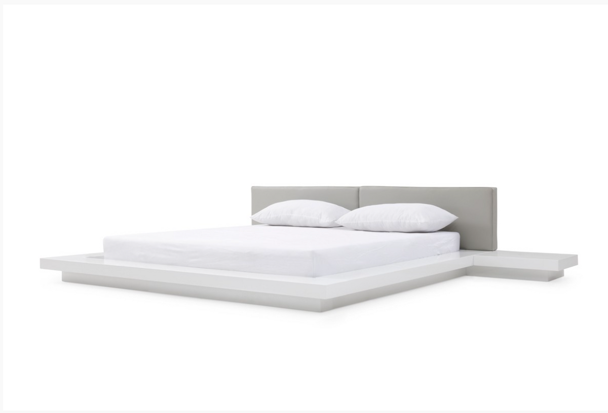 Linus Modern Grey Leatherette & White Gloss Bed