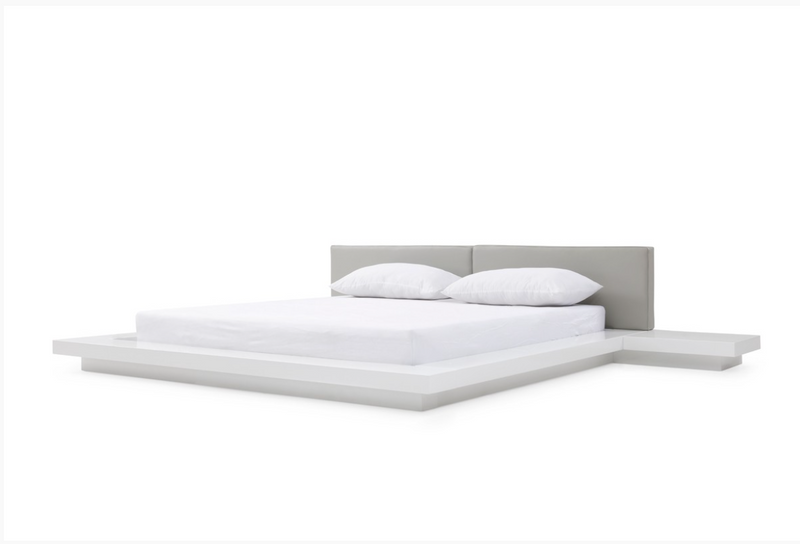 Linus Modern Grey Leatherette & White Gloss Bed