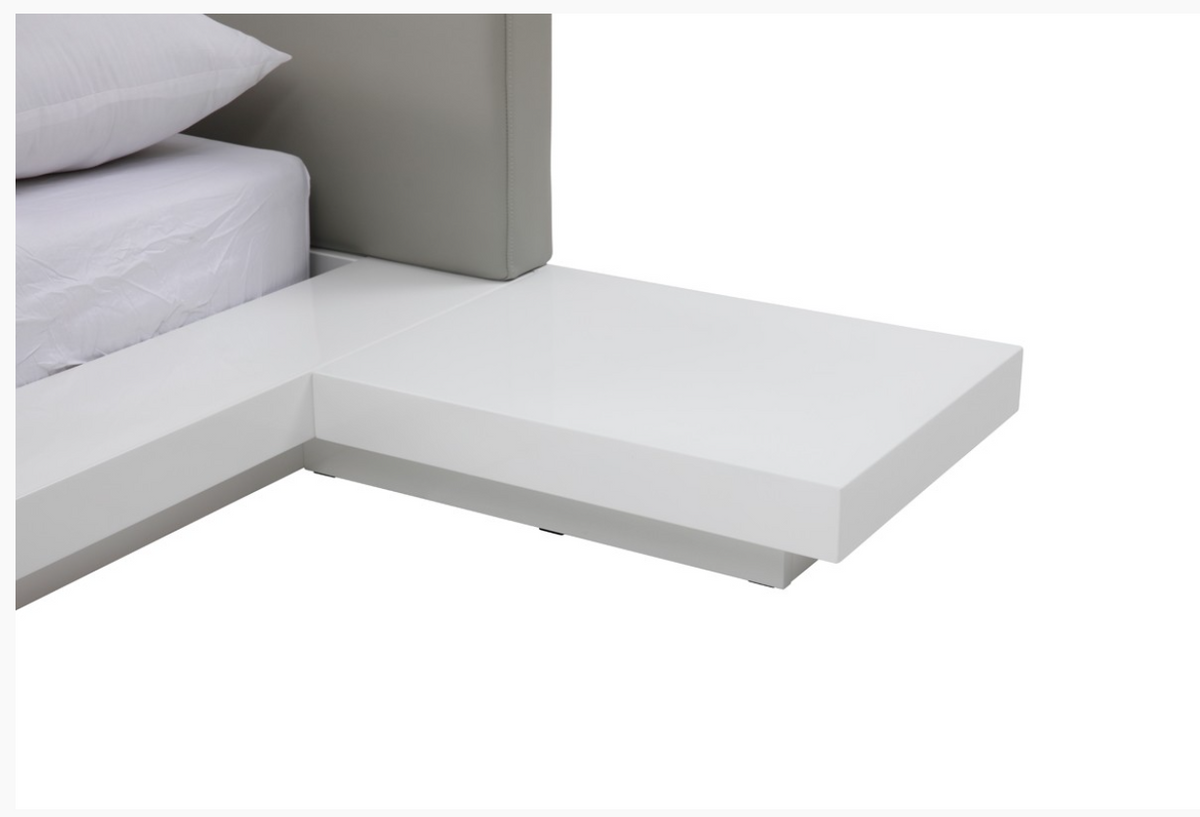 Linus Modern Grey Leatherette & White Gloss Bed