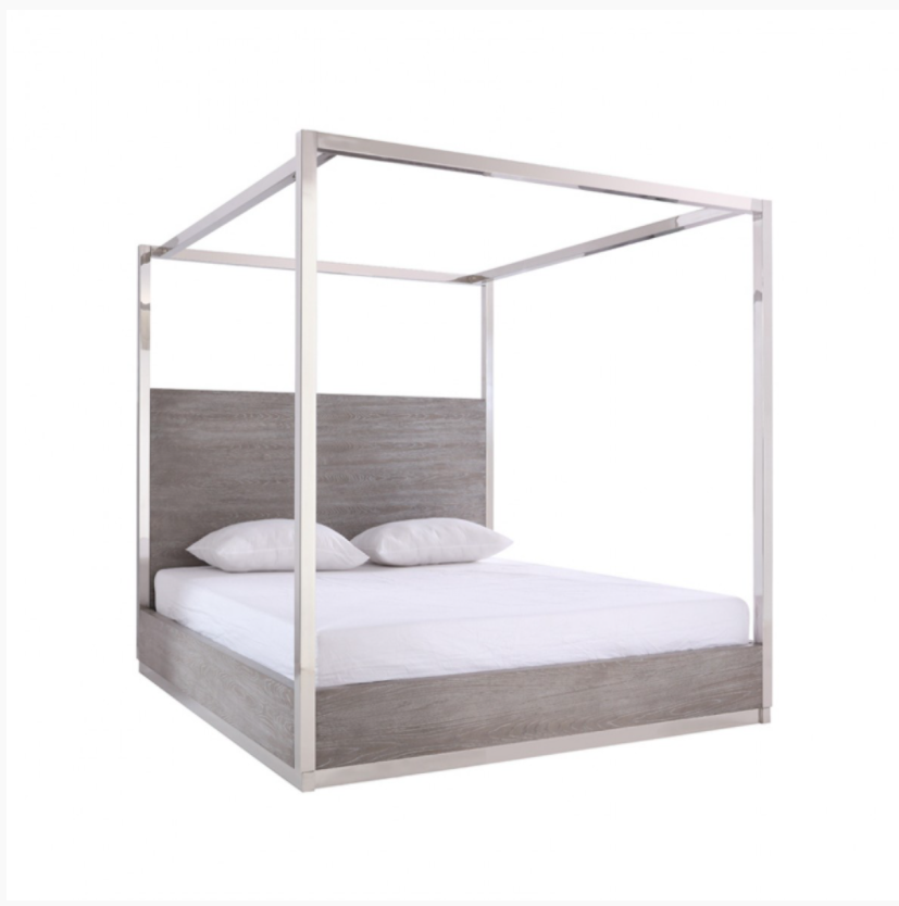 Lorcan Modern Grey Elm Veneer Bed
